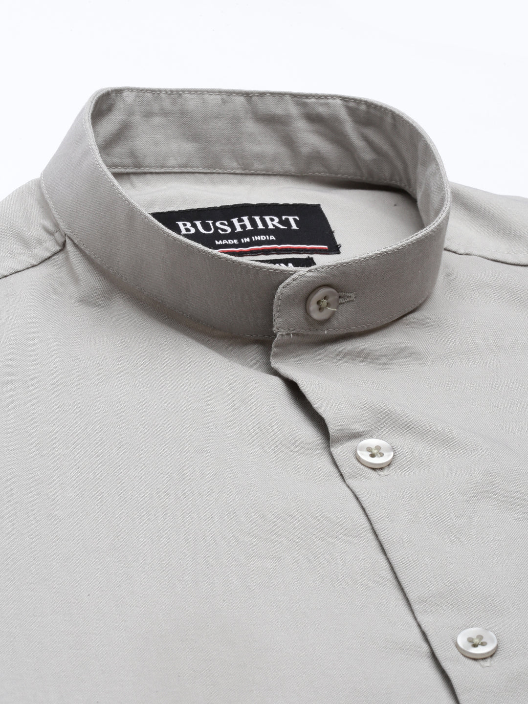 Squireel Grey Chinese Collar Casual Shirt Solid Shirt Bushirt
