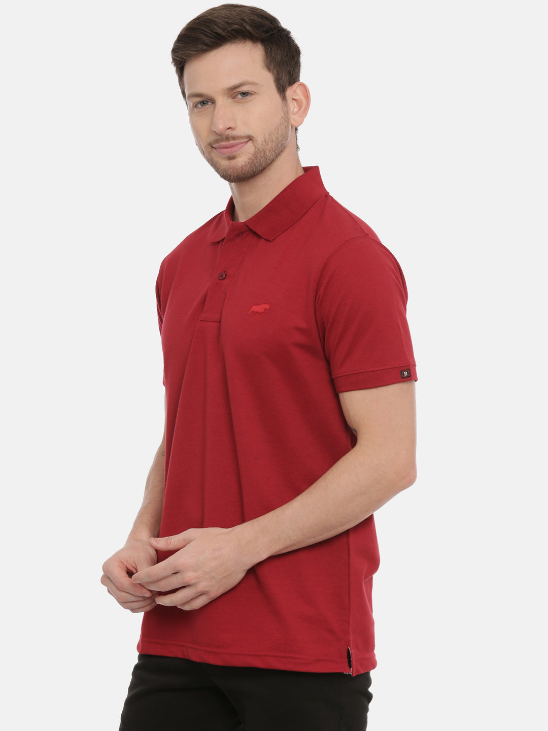 Red Wine Polo Neck T-Shirt Polo Tees Bushirt