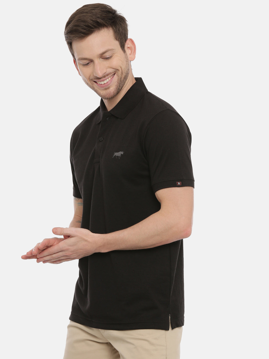 Black Polo Neck T-Shirt Polo Tees Bushirt