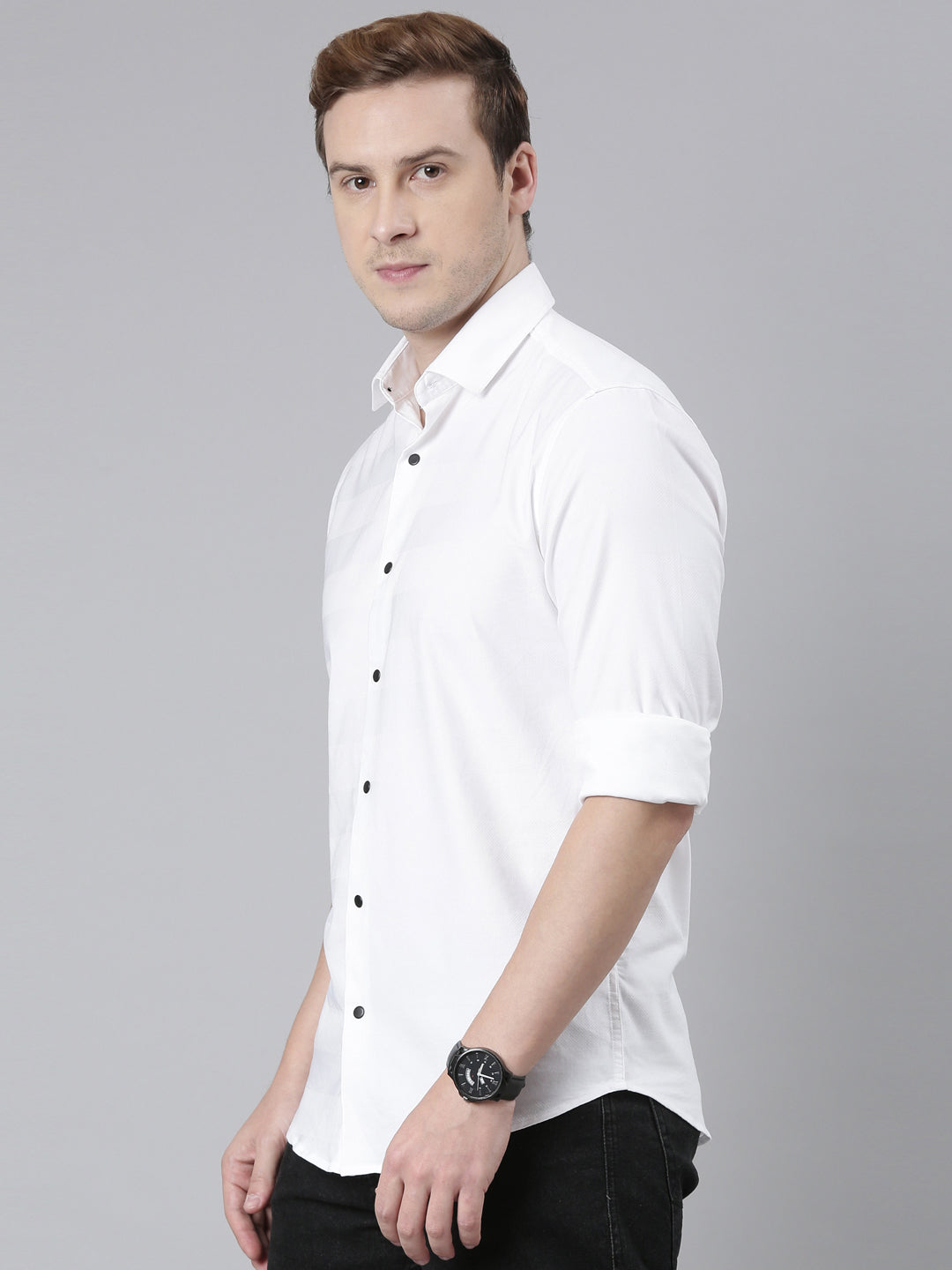 White Solid Shirt Solid Shirt Bushirt