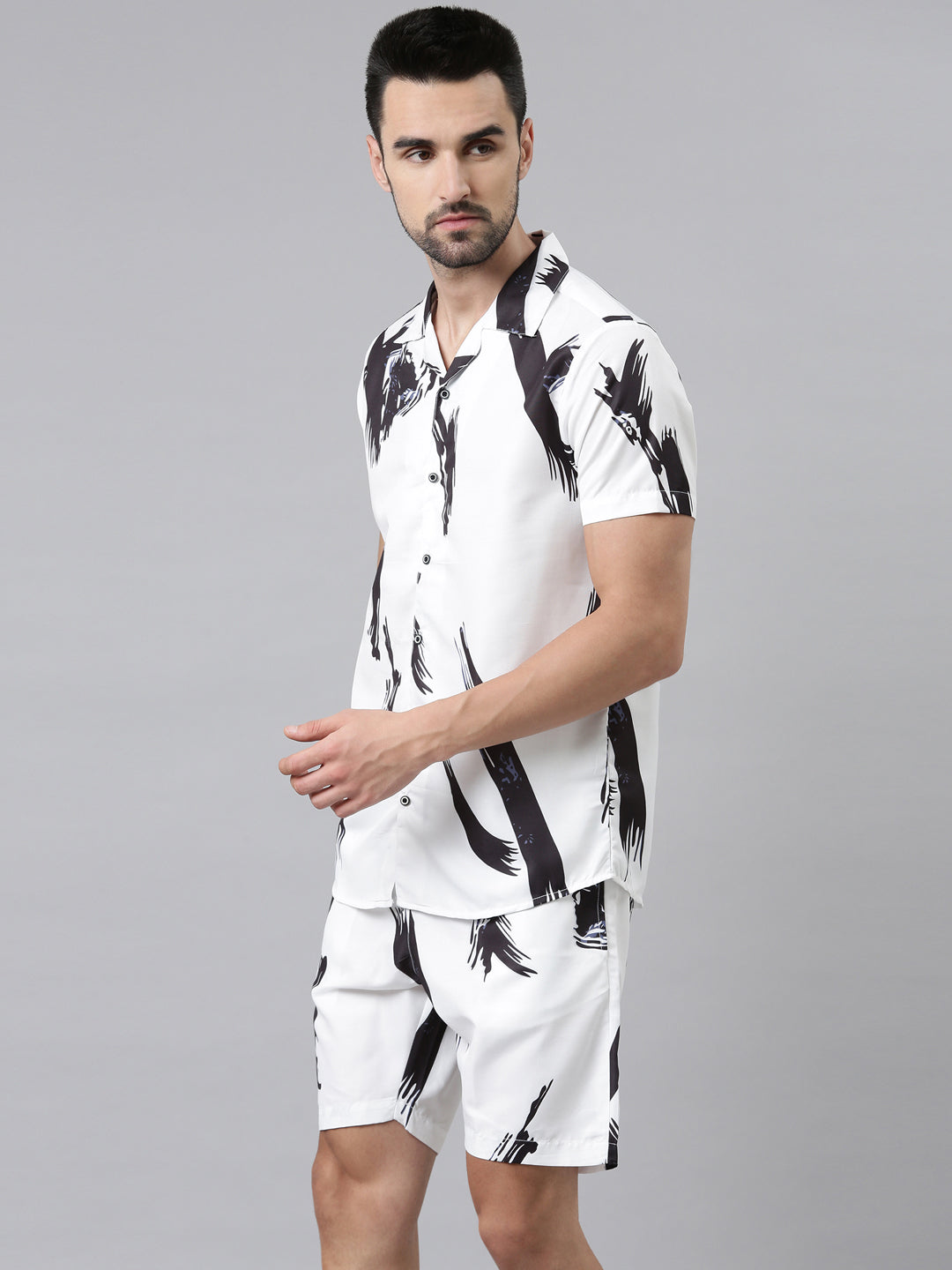 White Printed Co-Ords Regular Size Co-Ords Bushirt