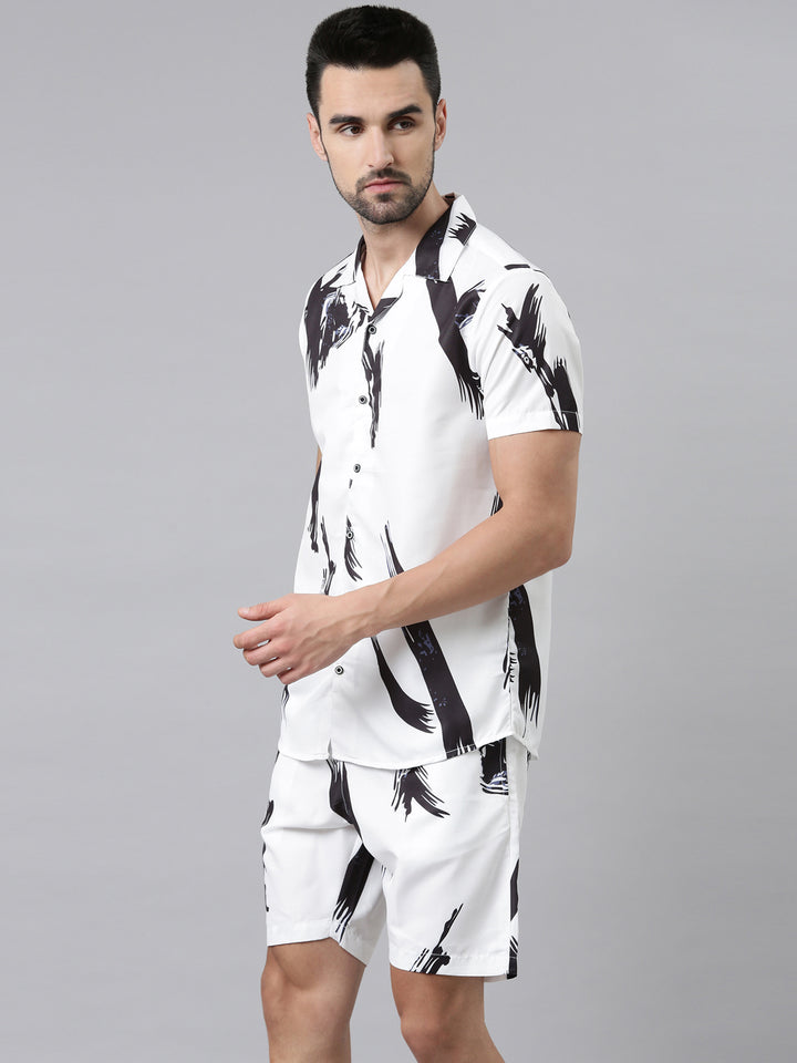 White Printed Co-Ords Regular Size Co-Ords Bushirt