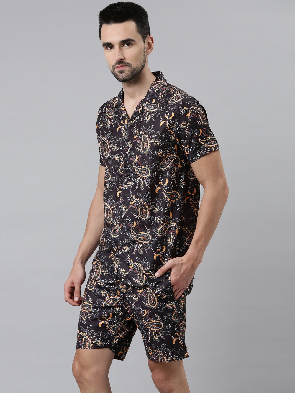 Kalamkari Black Co-Ords Regular Size Co-Ords Bushirt