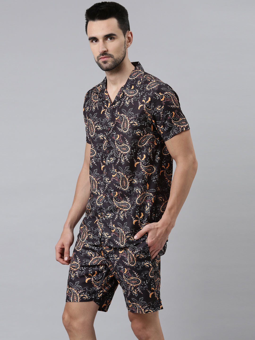 Kalamkari Black Co-Ords Co-Ords Bushirt