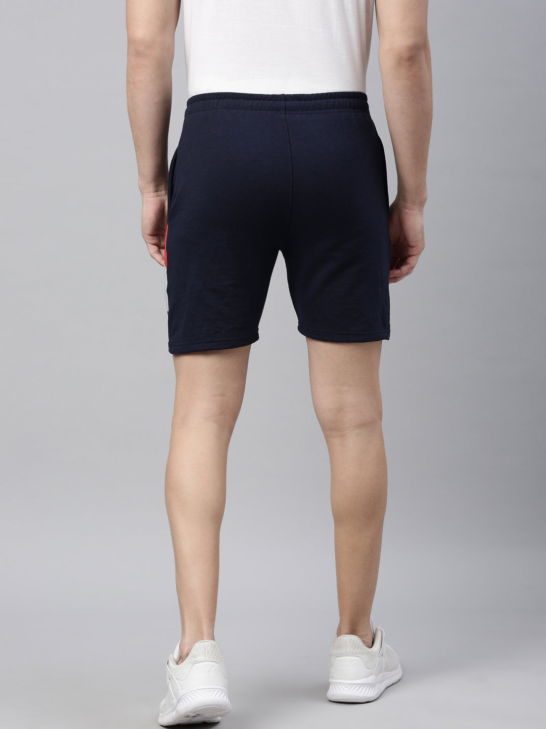 Navy Blue Side Block Print Shorts Men's Shorts Bushirt