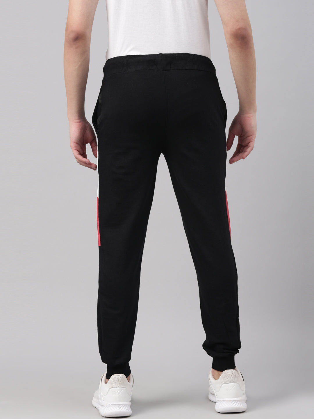 Black Solid Side Block Joggers Men's Joggers Bushirt