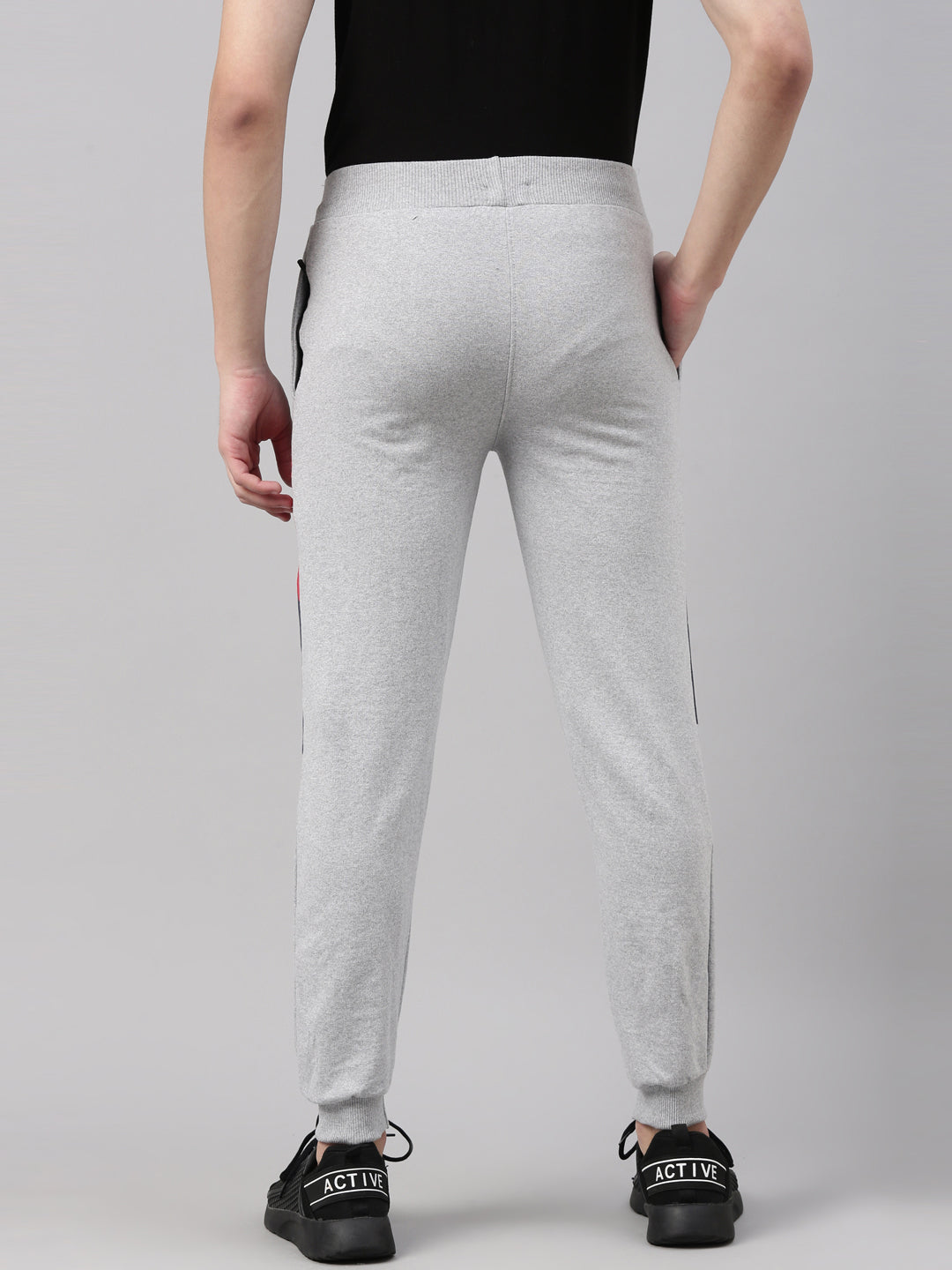 Light Grey Solid Side Block Joggers Men's Joggers Bushirt