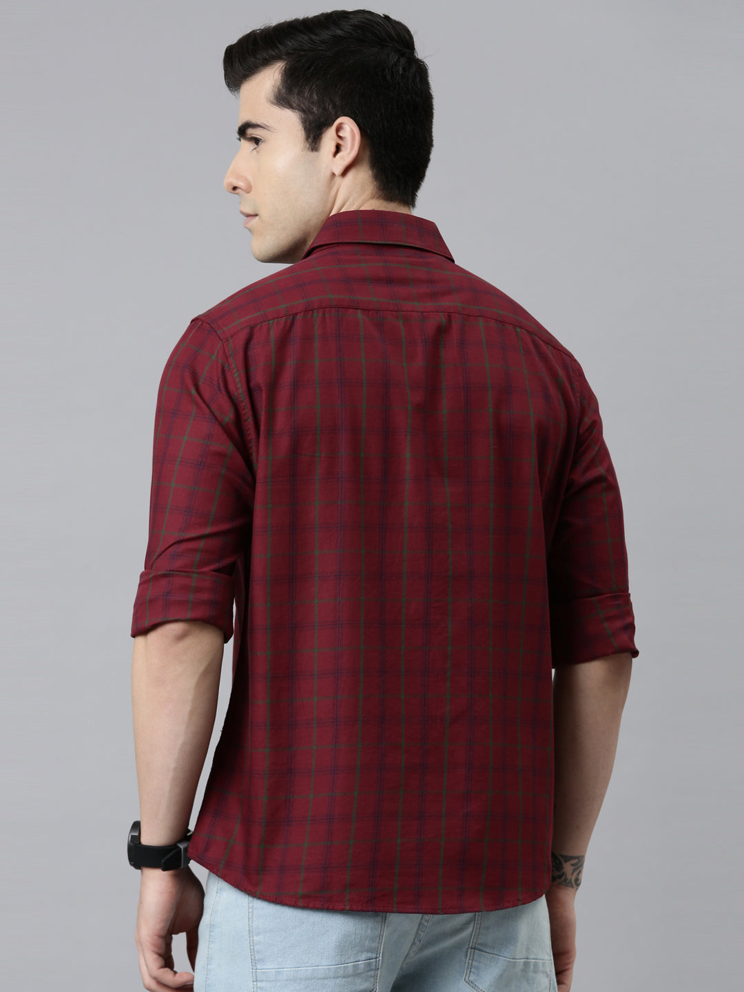 Heritage Maroon Checks Shirt Checks Shirt Bushirt