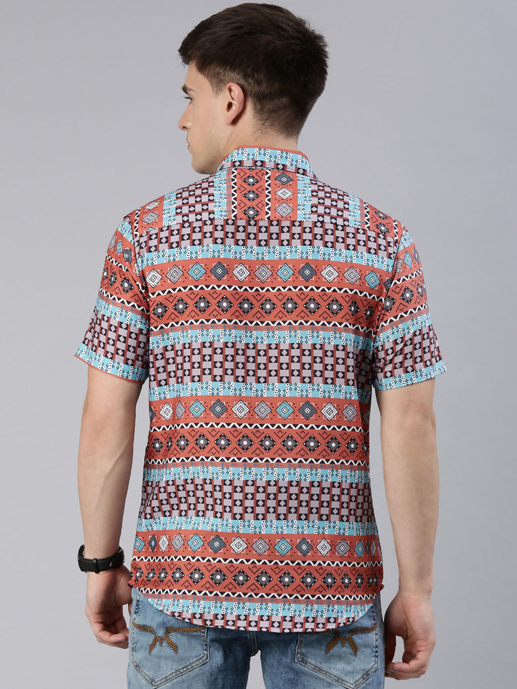 Mandala Orange Shirt Printed Shirt Bushirt