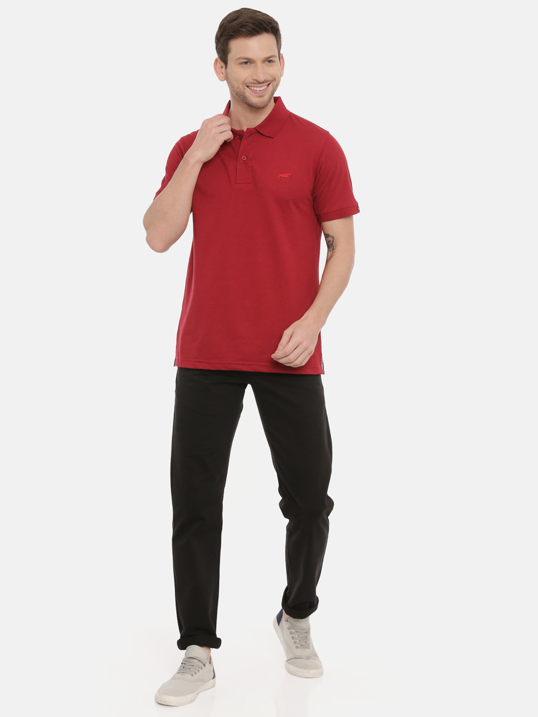 Red Wine Polo Neck T-Shirt Polo Tees Bushirt
