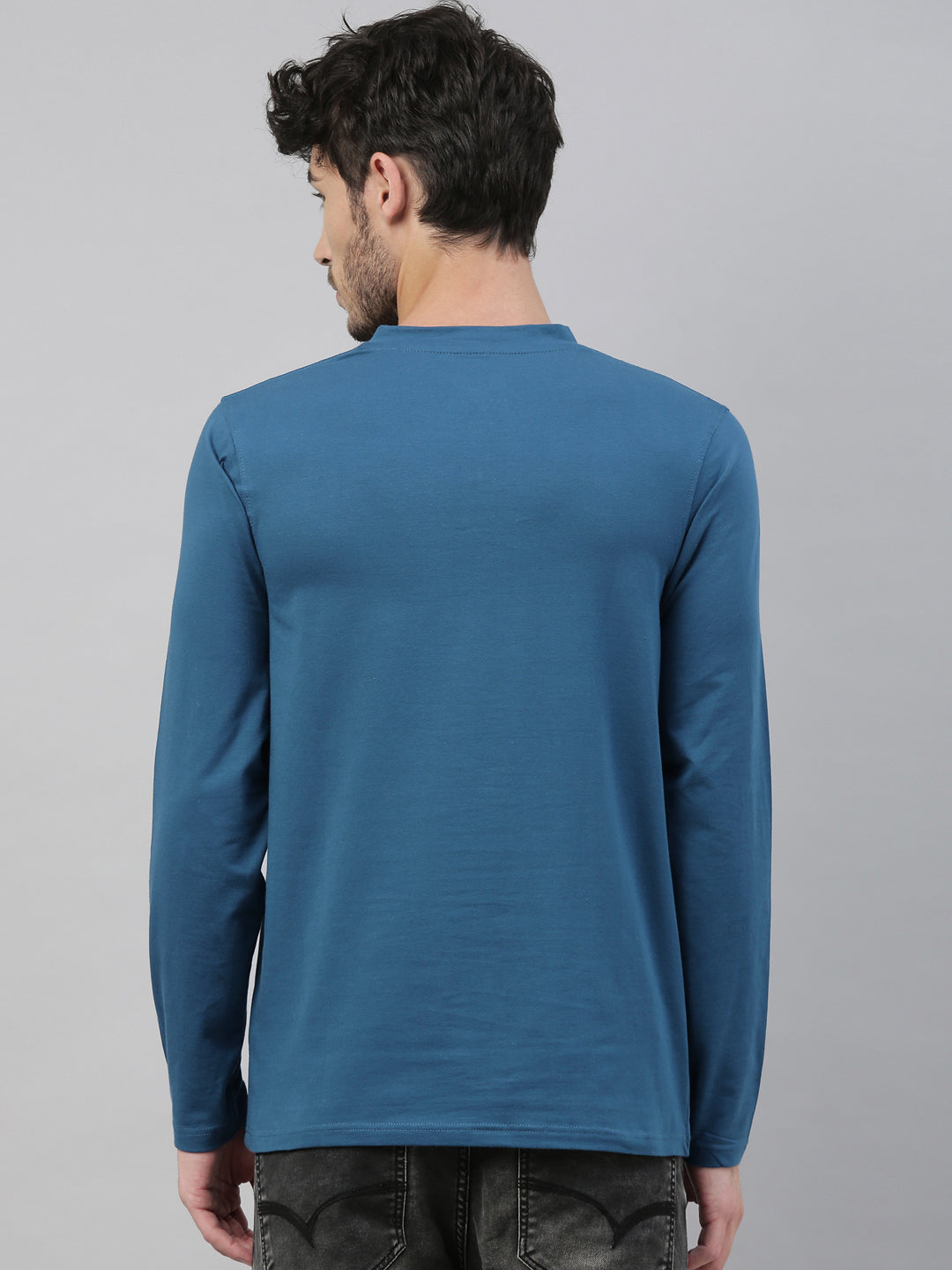 Teal Green Full Sleeves Henley T Shirt Full Sleeves Bushirt