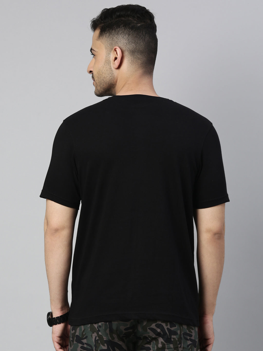 Black Solid Half Sleeves T-Shirt Plain T-Shirts Bushirt