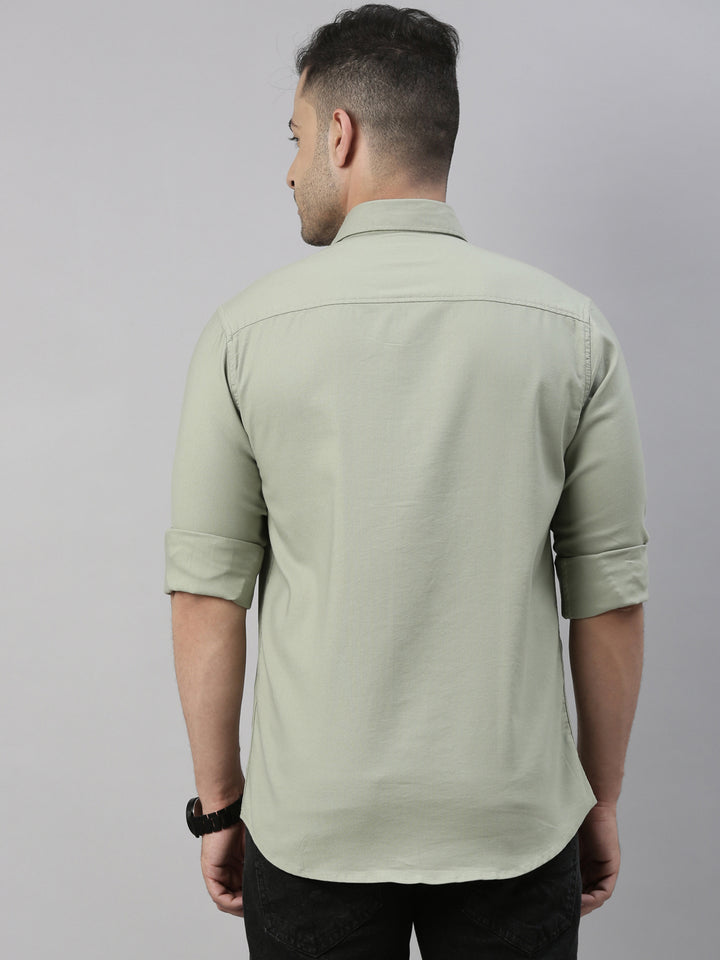 Pickle Green Solid Casual Shirt Solid Shirt Bushirt   