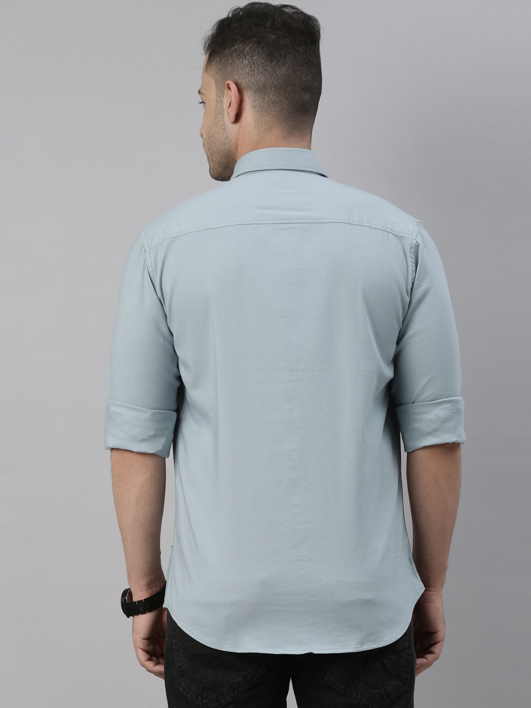 Steel Blue Solid Casual Shirt Solid Shirt Bushirt