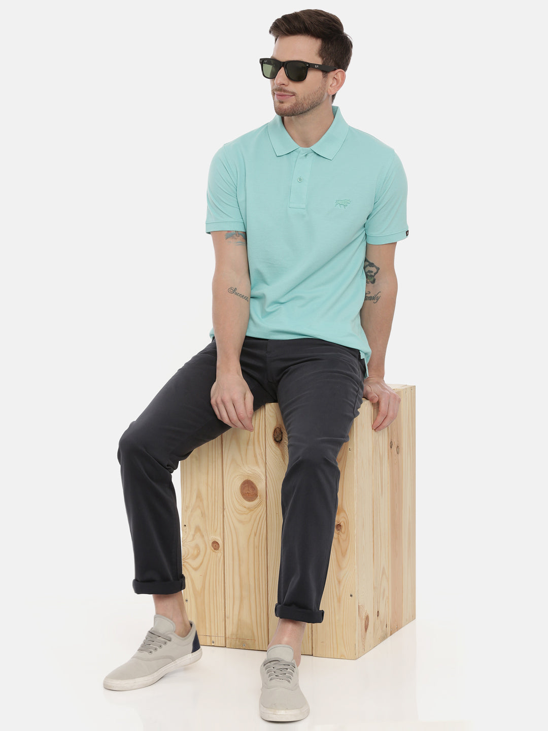 Aqua Polo Neck T-Shirt Polo Tees Bushirt