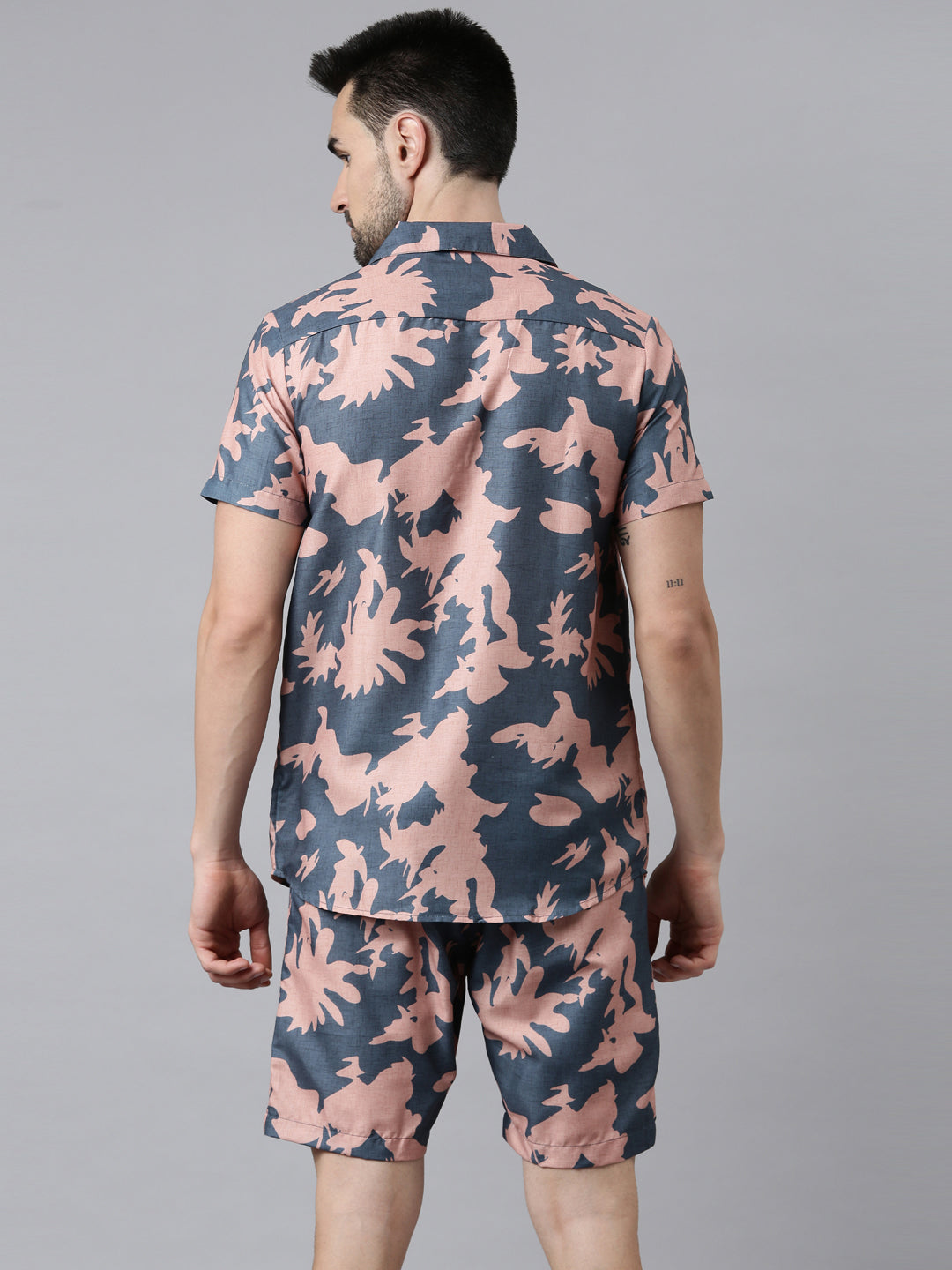 Slate Blue Printed Co-Ords Co-Ords Bushirt