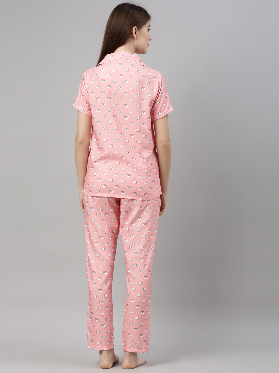 Love Letter Light Peach Women's Night Suits Women's Night Suit Bushirt