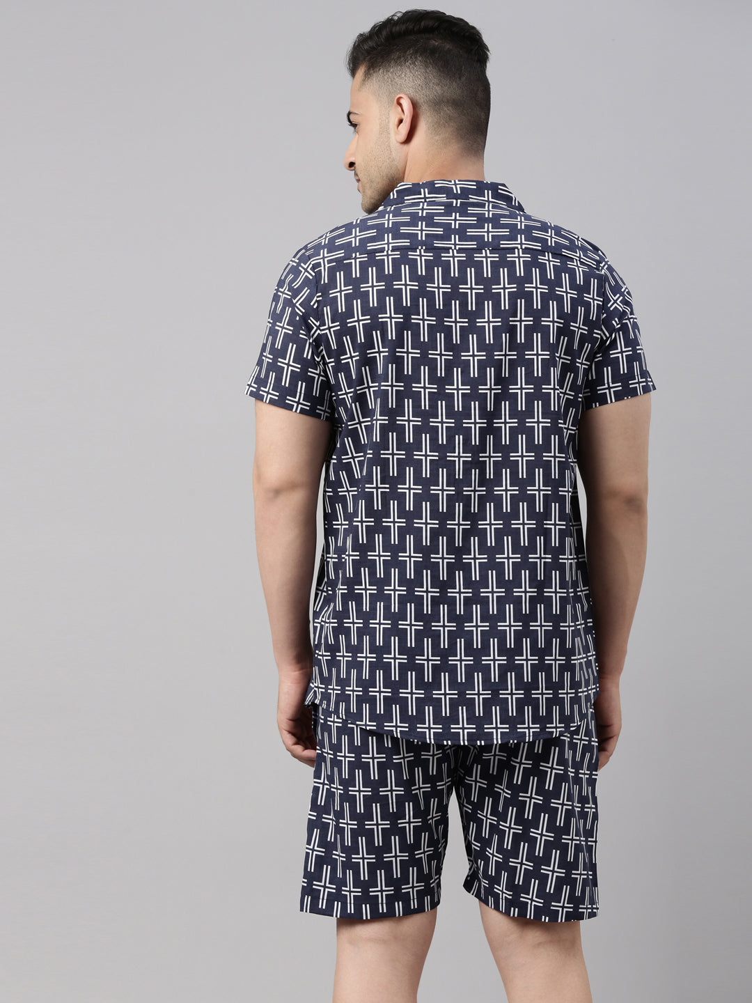 Printed Navy Blue Co-Ords Co-Ords Bushirt