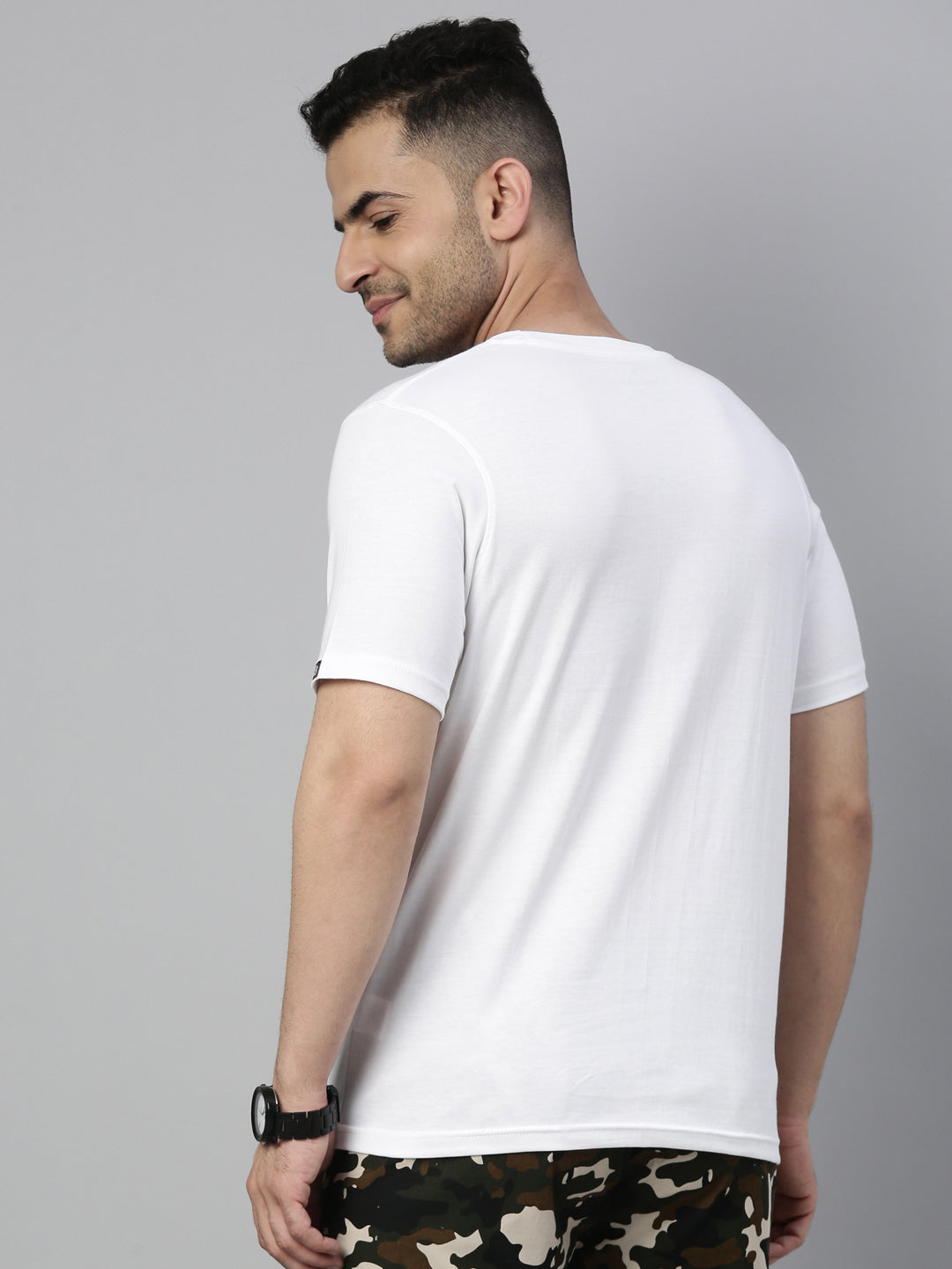 White Solid Half Sleeve T-Shirt Plain T-Shirts Bushirt