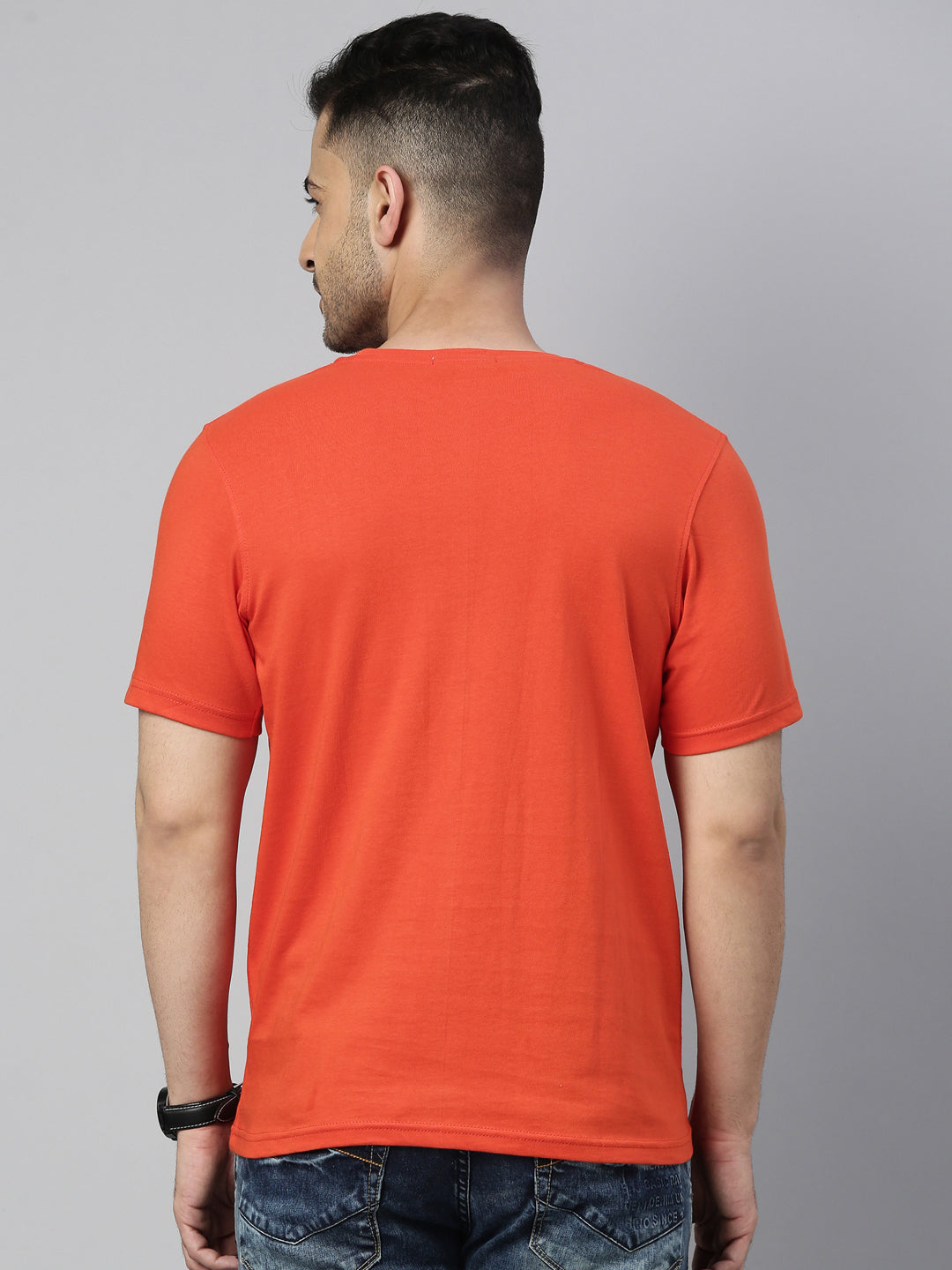 Orange Solid Half Sleeves T-Shirt Plain T-Shirts Bushirtin