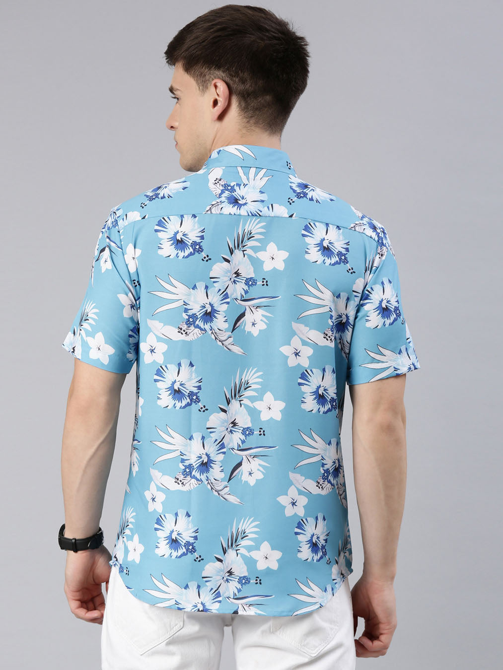 Delicosa Sky Blue Shirt Printed Shirt Bushirt