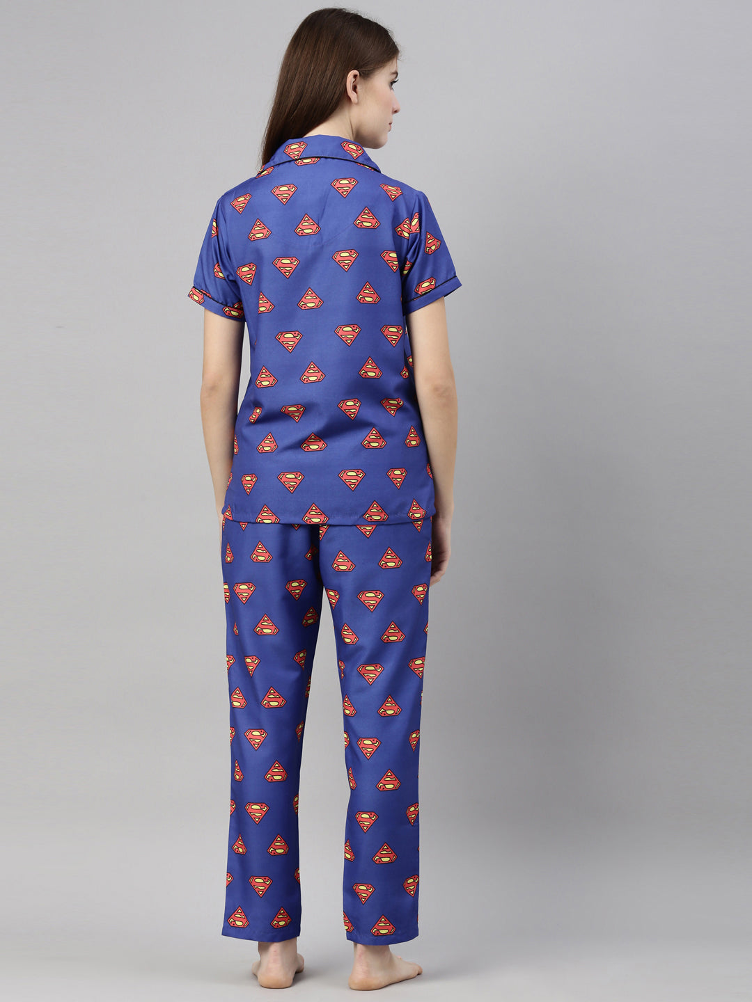 Super Man Royal Blue Women's Night Suits Women's Night Suit Bushirt