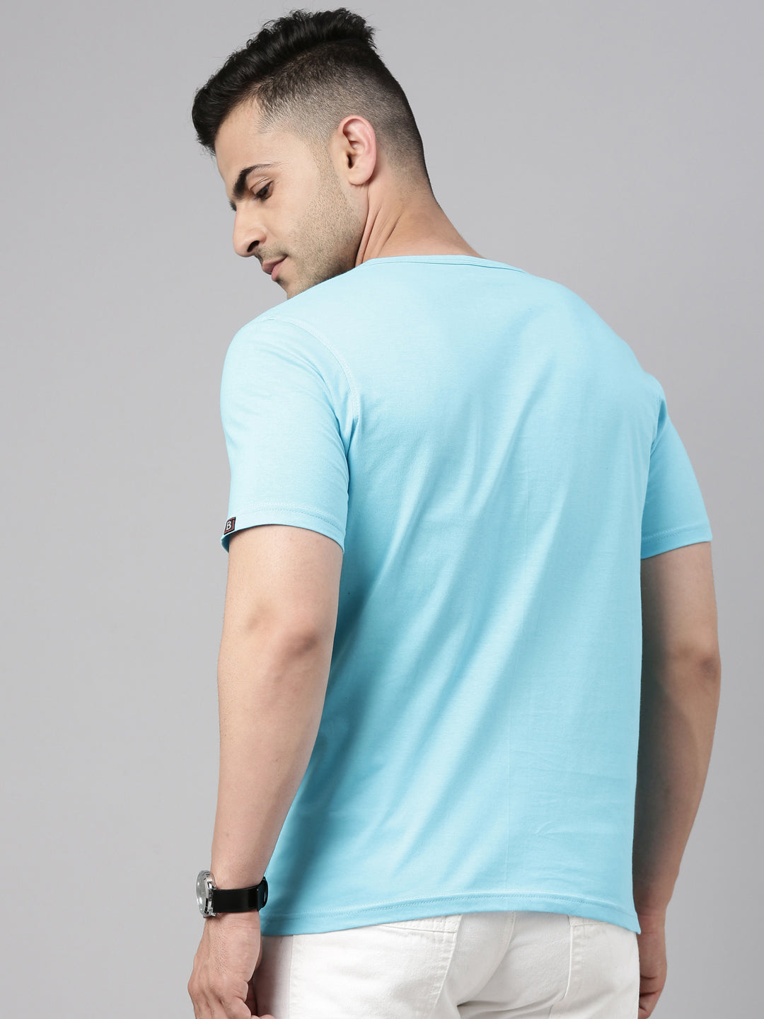 Cadded Blue Half Sleeves Henley T Shirt Henley T Shirt Bushirt