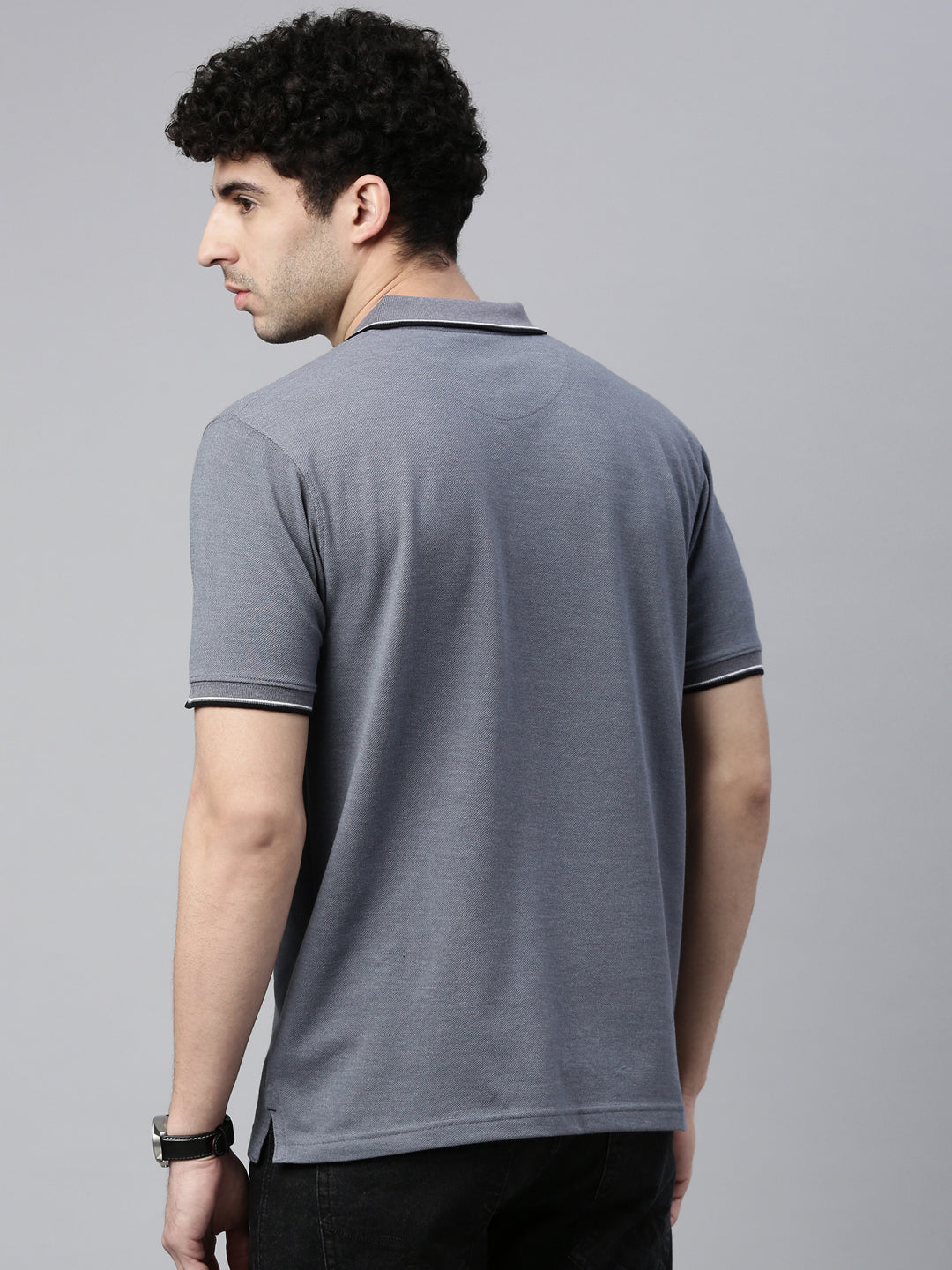 Grey Mélange Tipped Polo T-Shirt Polo Tees Bushirt