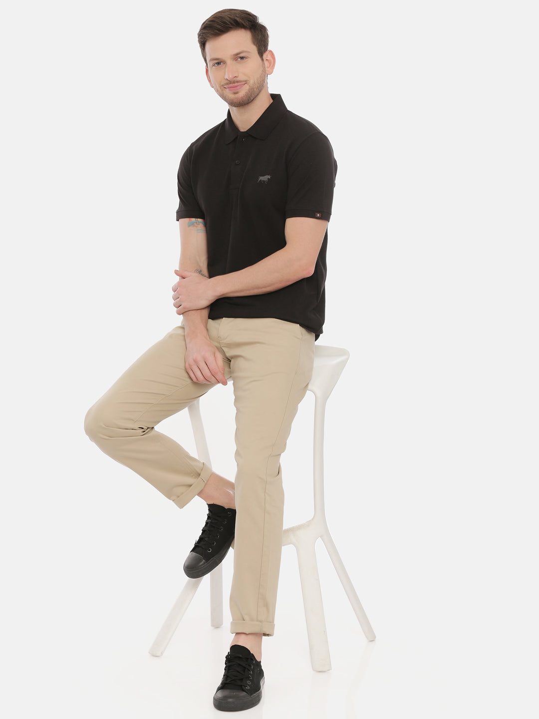 Black Polo Neck T-Shirt Polo Tees Bushirt
