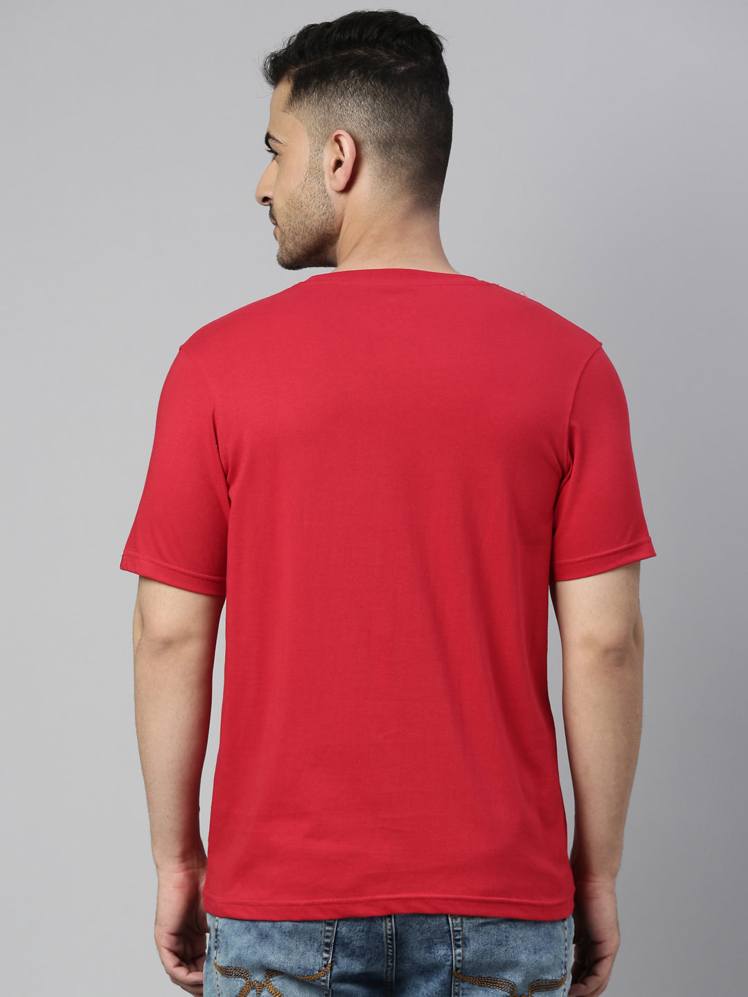 Red Solid Half Sleeves T-Shirt Plain T-Shirts Bushirt