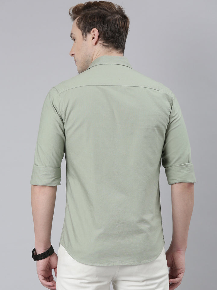 Sage Green Cargo Shirt Solid Shirt Bushirt   