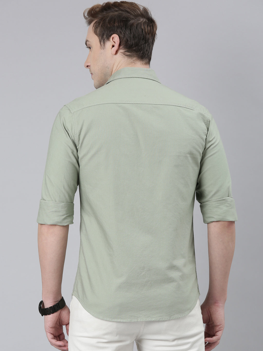 Sage Green Cargo Shirt Solid Shirt Bushirt