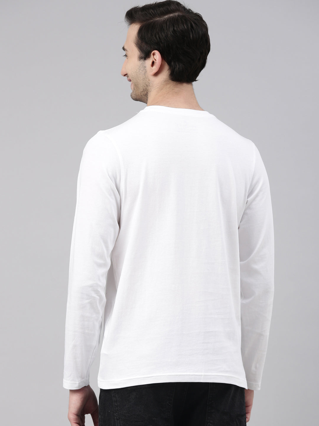 White Solid Full Sleeves T-Shirt Full Sleeves Bushirt