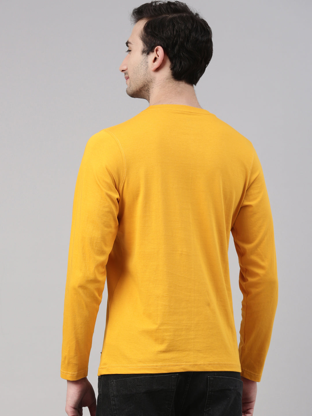 Mustard Solid Full Sleeves T Shirt Full Sleeves Bushirt