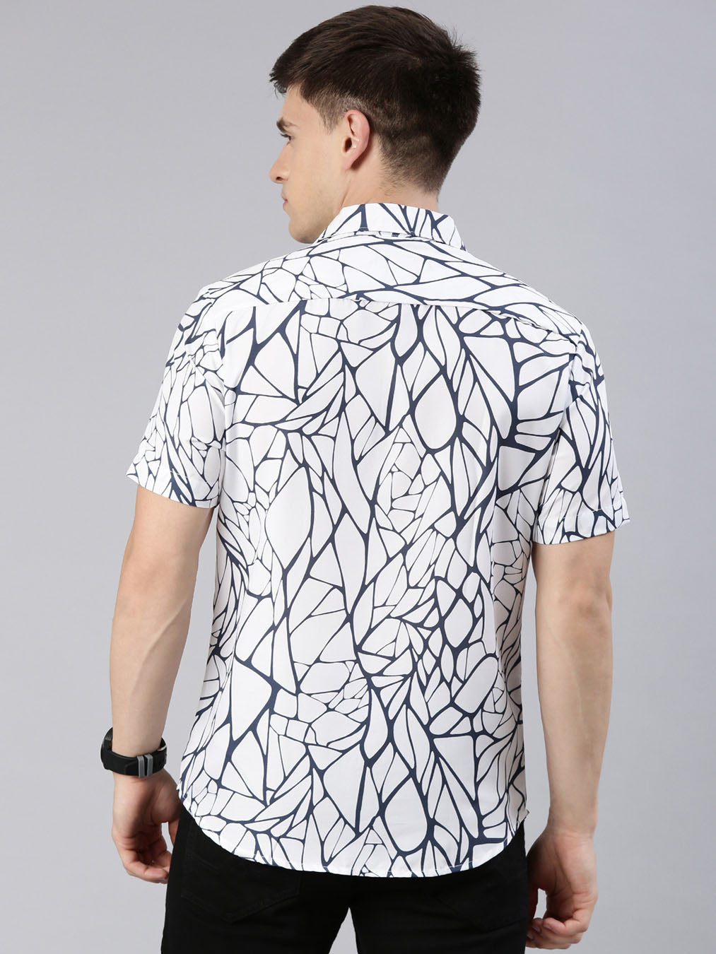 Abstract Loop White Shirt Printed Shirt Bushirt   
