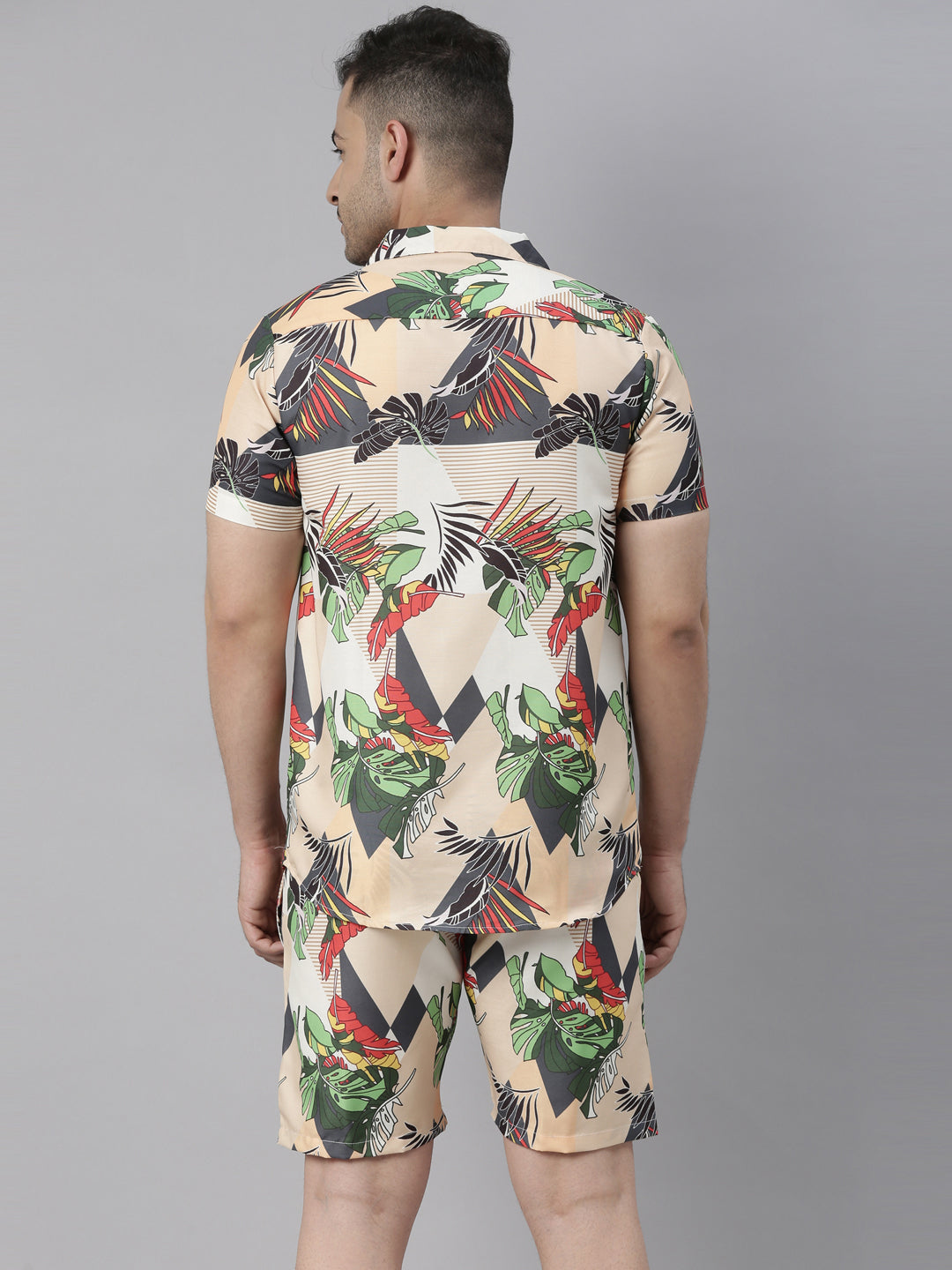 All Over Printed Beige Night Suits Co-Ords Bushirt