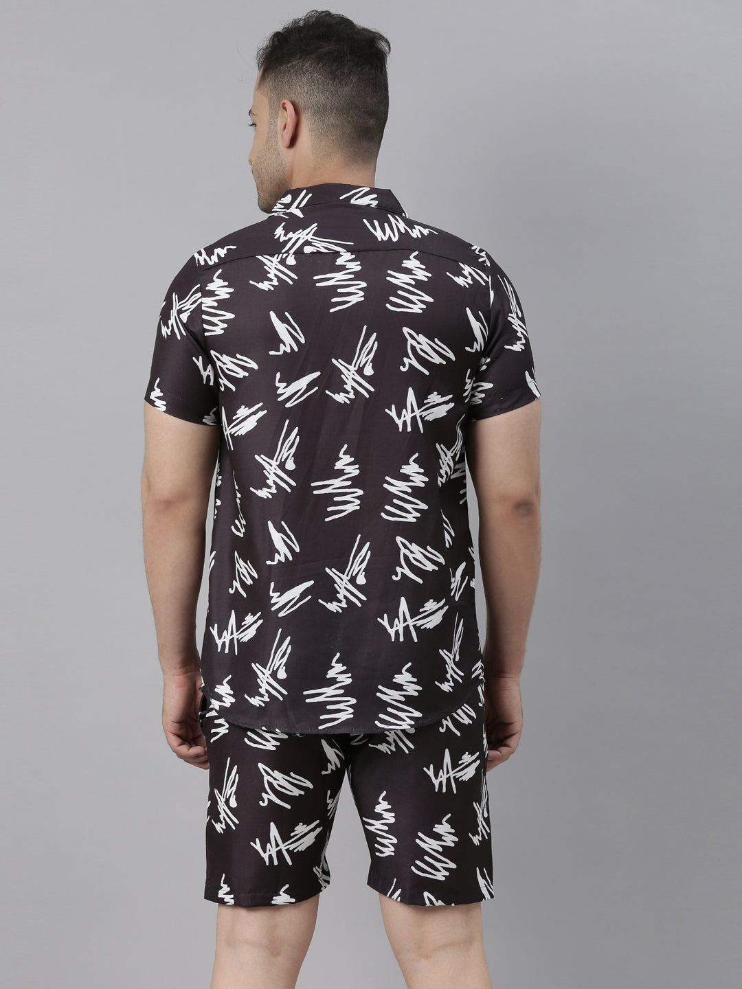 Scribble Black Night Suits Co-Ords Bushirt