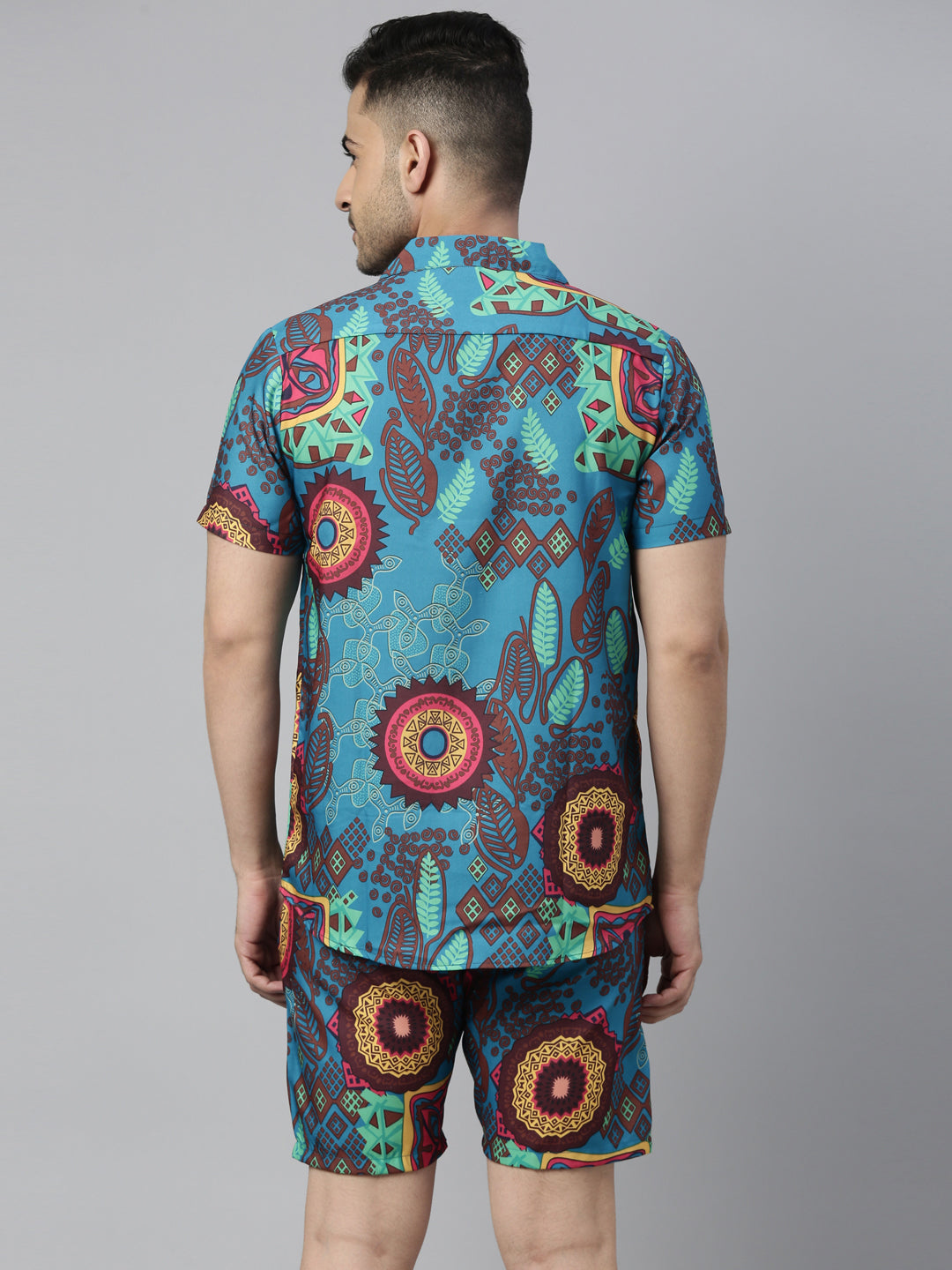 Kalamkari Teal Blue Co-Ords Co-Ords Bushirt