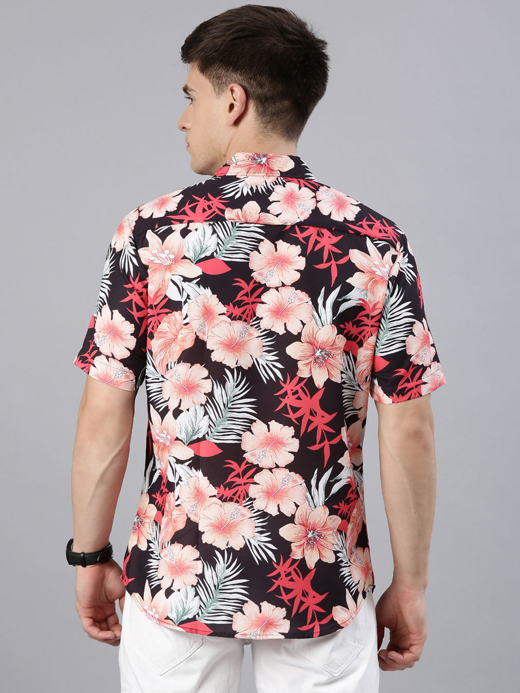 Wild Leaf Black Shirt Printed Shirt Bushirt