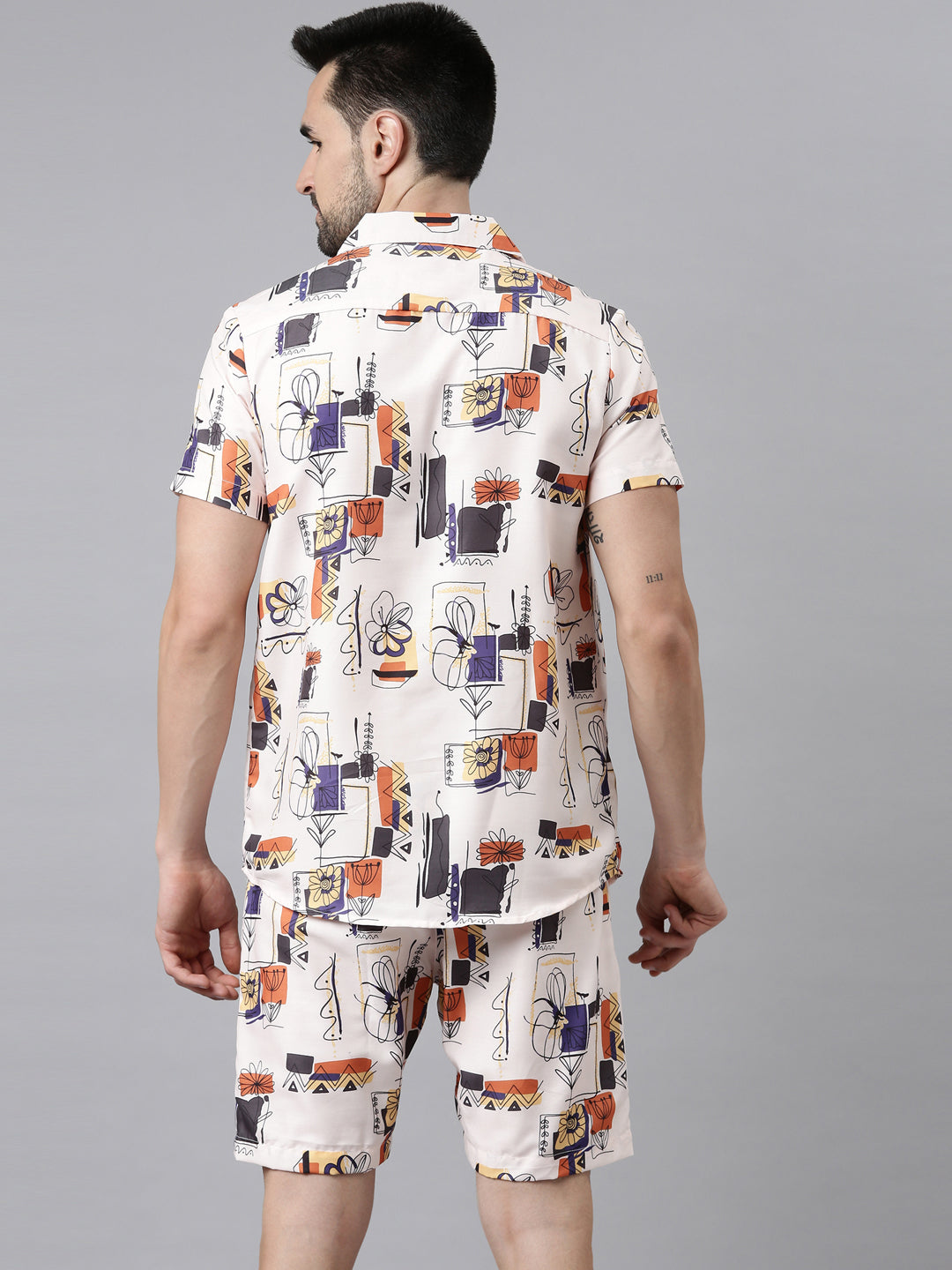 Cream Printed Co-Ords Co-Ords Bushirt