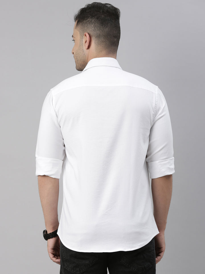 White Solid Casual Shirt Solid Shirt Bushirt
