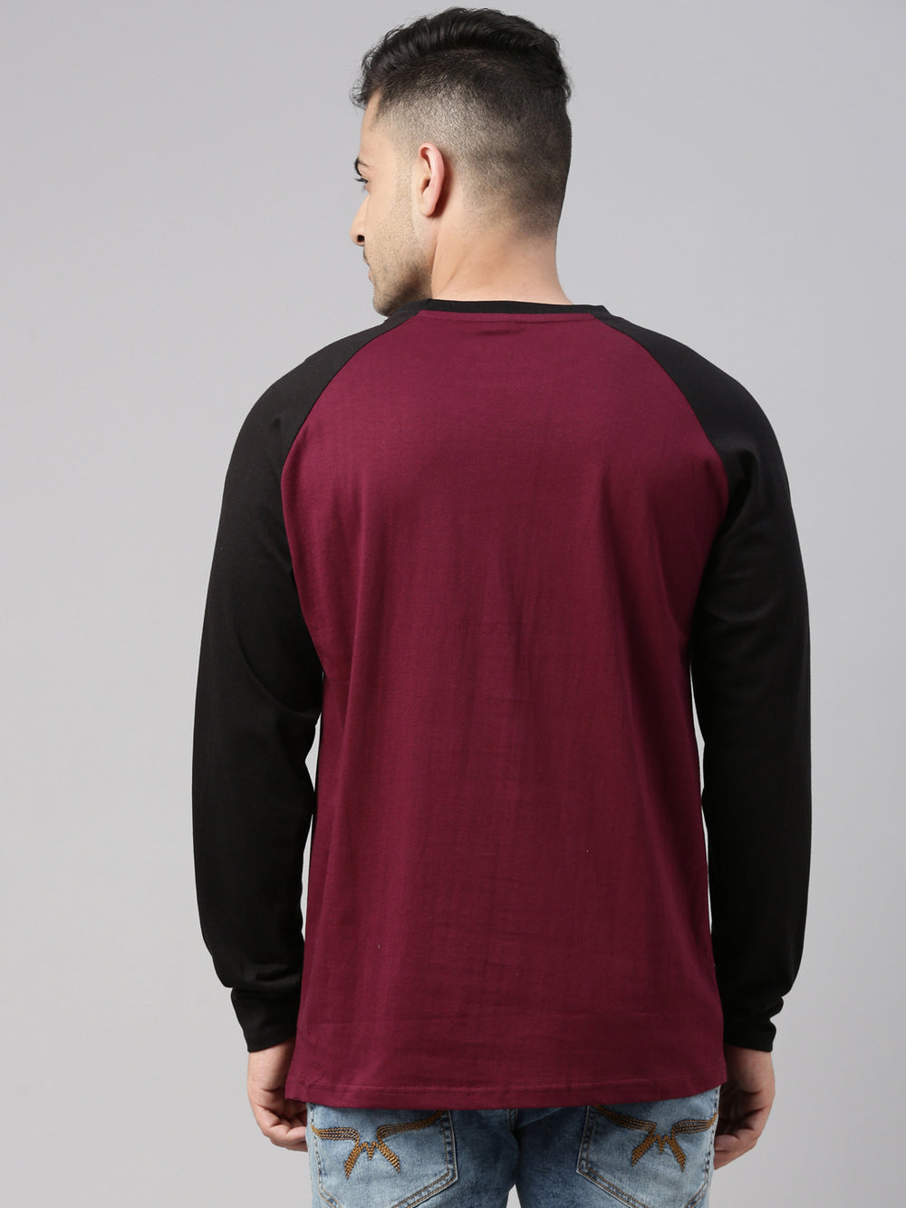 Maroon Solid Raglan T Shirt Full Sleeves Bushirt