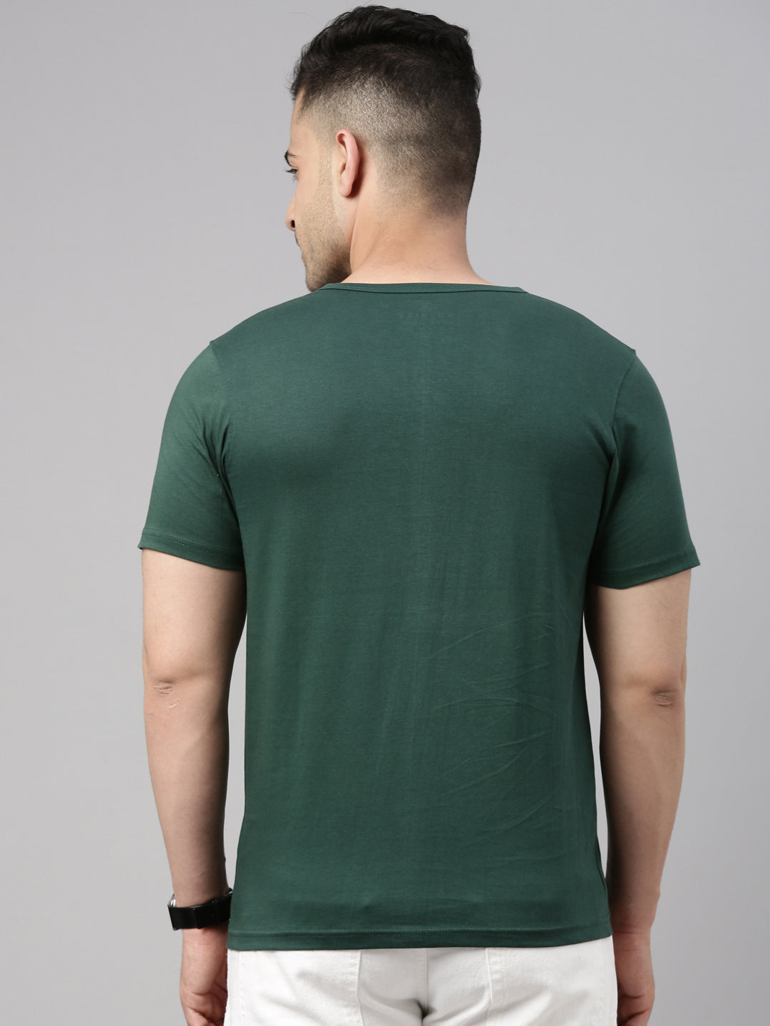 Bottle Green Half Sleeves Henley T Shirt Henley T Shirt Bushirt
