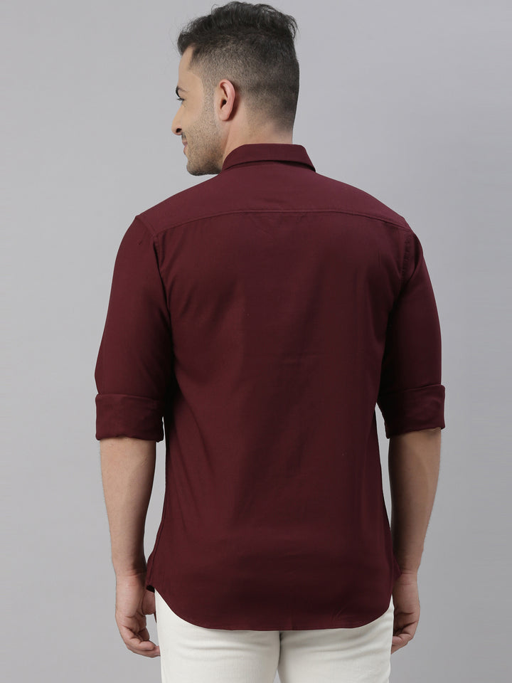 Maroon Solid Casual Shirt Solid Shirt Bushirt