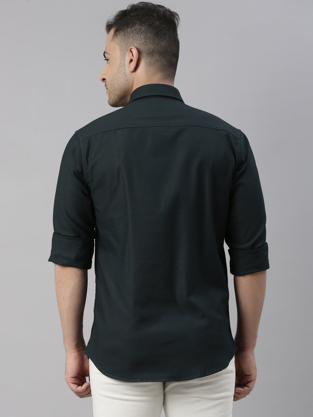 Bottle Green Solid Casual Shirt Solid Shirt Bushirt
