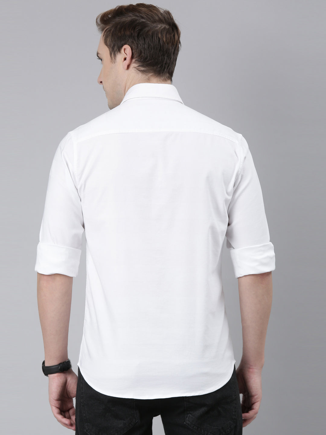 White Solid Shirt Solid Shirt Bushirt