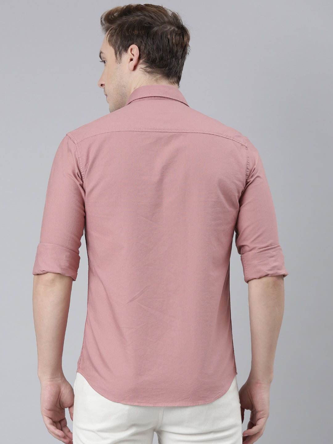 Salmon Pink Cargo Shirt Solid Shirt Bushirt