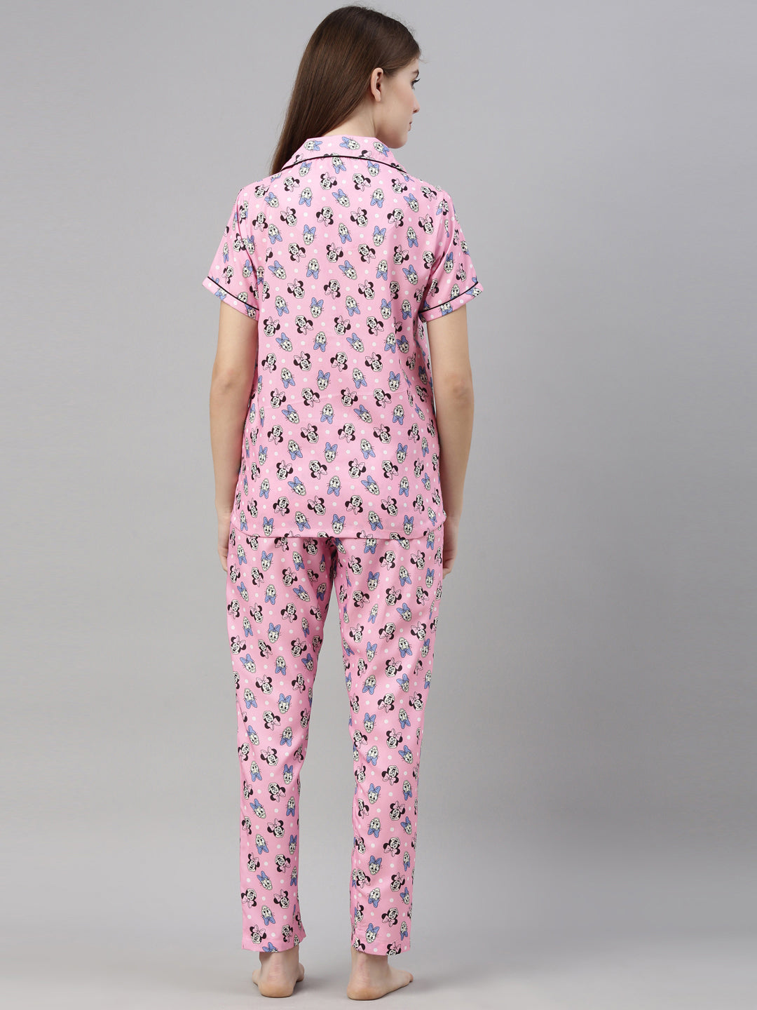 Mickey Mouse Pale Pink Women's Night Suits Women's Night Suit Bushirt