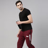 Maroon Solid Side Block Joggers Men's Joggers Bushirt