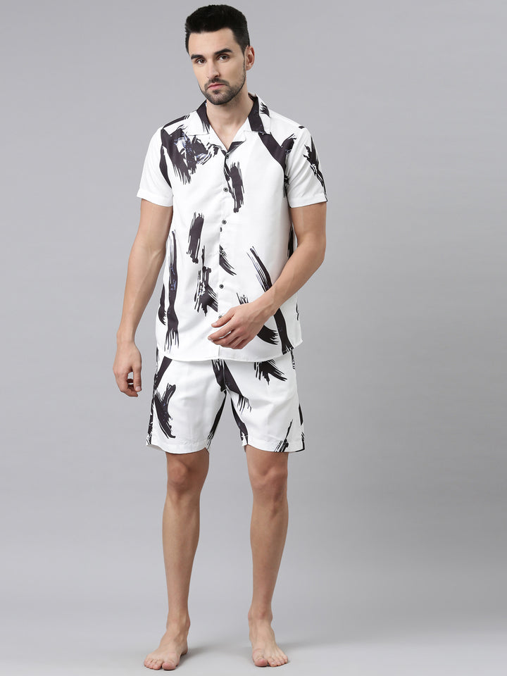 White Printed Co-Ords Regular Size Co-Ords Bushirt
